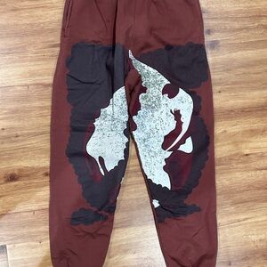 Boys Lie Graphic Joggers Brown Fleece Sweatpants Size S Streetwear